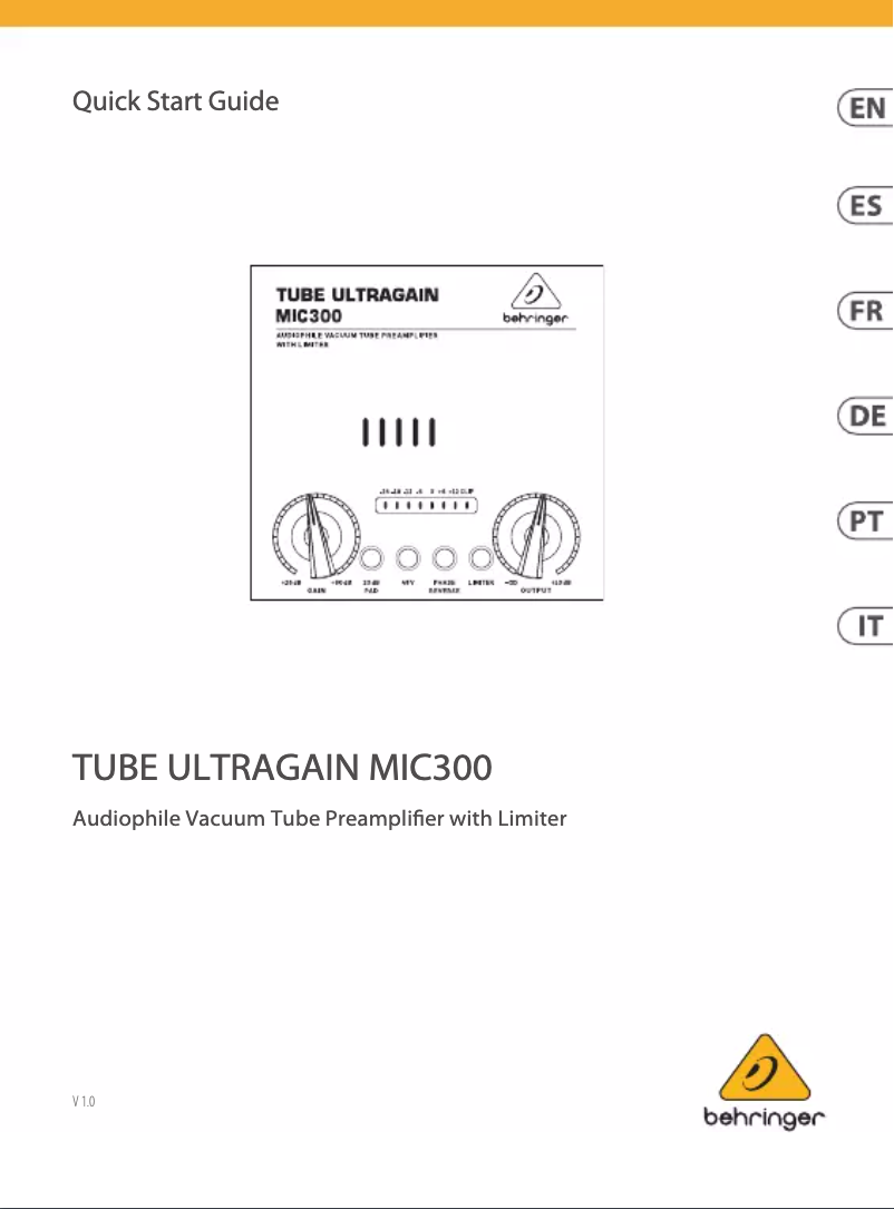 Page 1 de la notice Manuel utilisateur Behringer Tube Ultragain MIC300