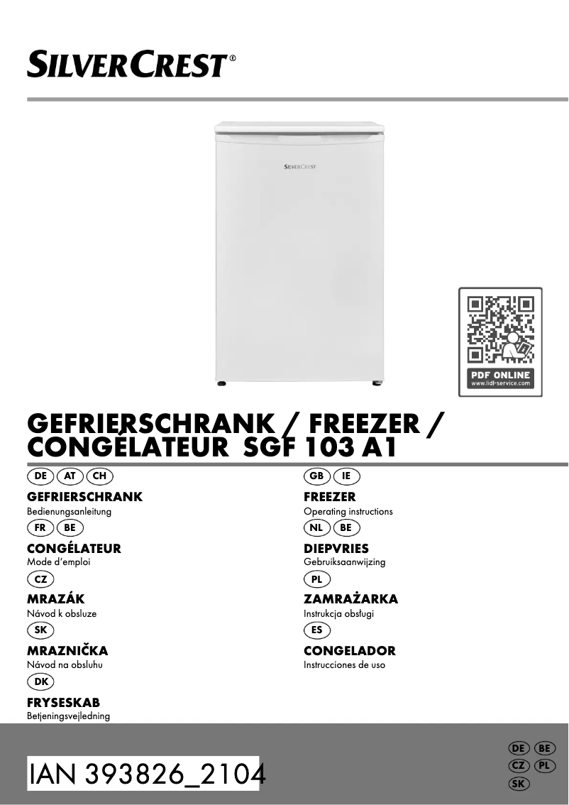 First page image of the manual for SGF 103 A1