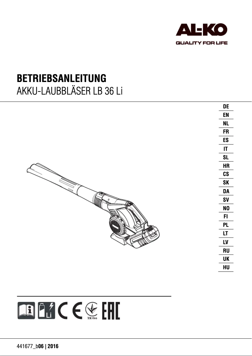 Image de la première page du manuel de l'appareil Energy Flex LB 36 Li