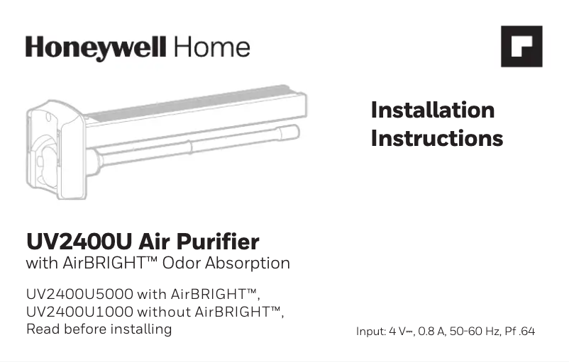 Page 1 of the manual User Manual Honeywell UV2400XLAM1/U