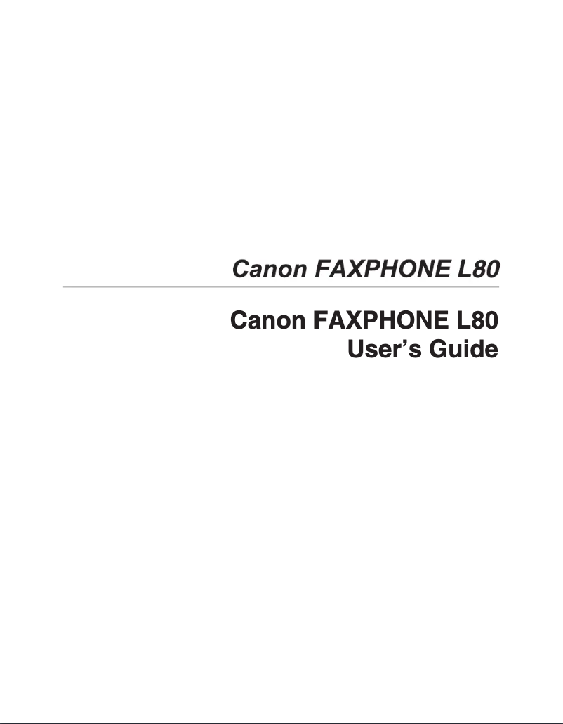 Page 1 of the manual User Manual Canon Faxphone L80