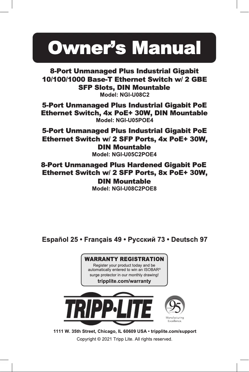 First page image of the manual for NGI-U05POE4