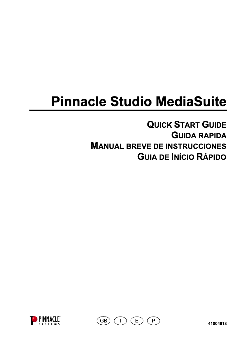 First page image of the manual for Studio MediaSuite