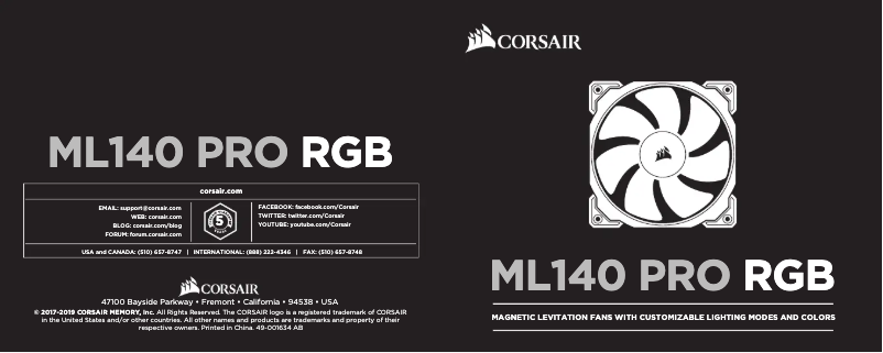 First page image of the manual for ML140 Pro RGB