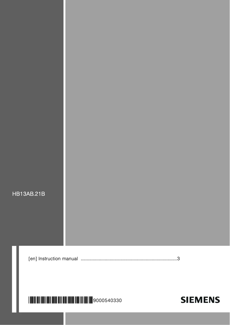 Page 1 of the manual User Manual Siemens HB13AB521B