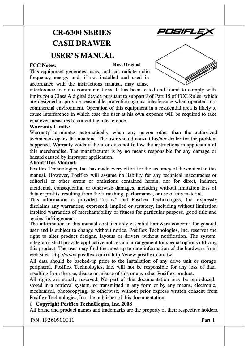 First page image of the manual for CR-6300