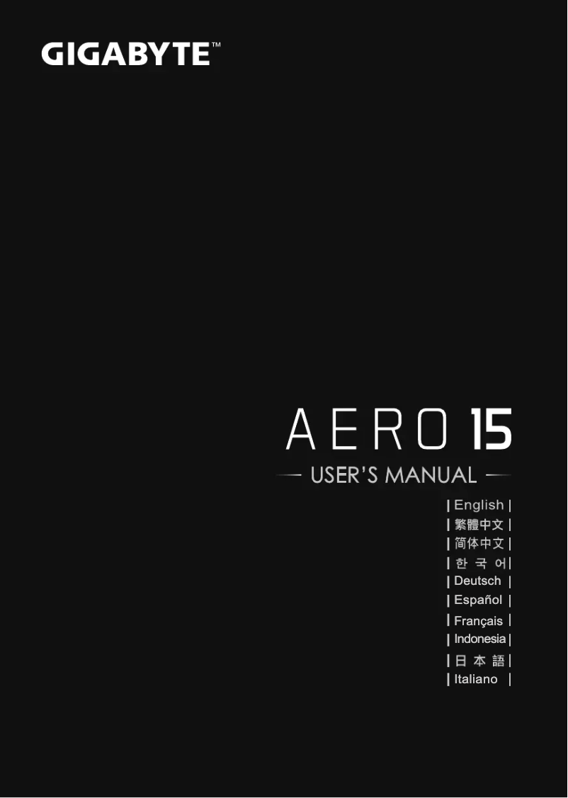 Page 1 of the manual User Manual Gigabyte Aero 15W v8