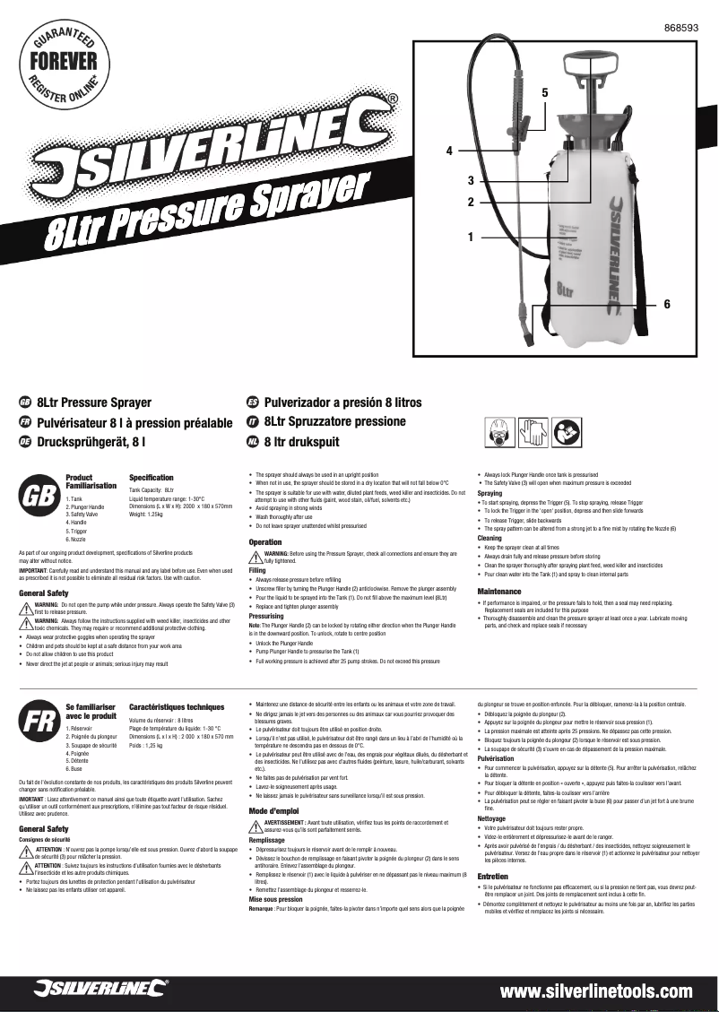 Page 1 of the manual User Manual Silverline 868593