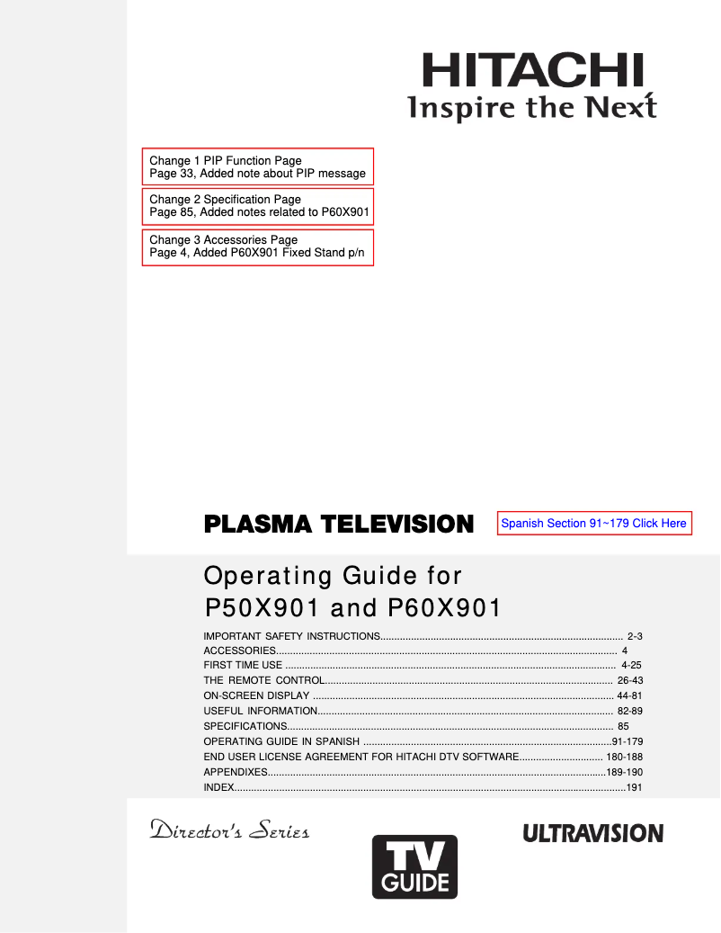 Page 1 of the manual User Manual Hitachi P50X901