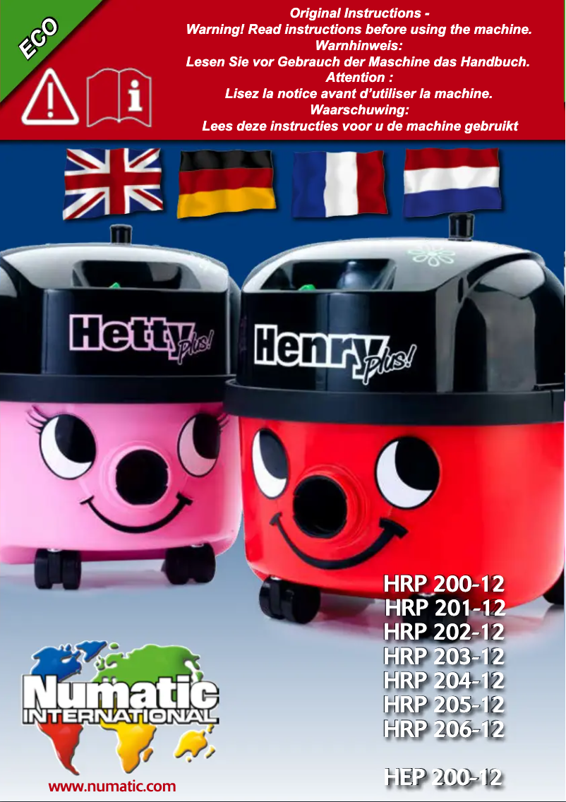 First page image of the manual for Henry Plus Eco HRP-204