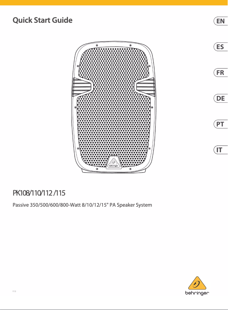 Page 1 of the manual User Manual Behringer PK108