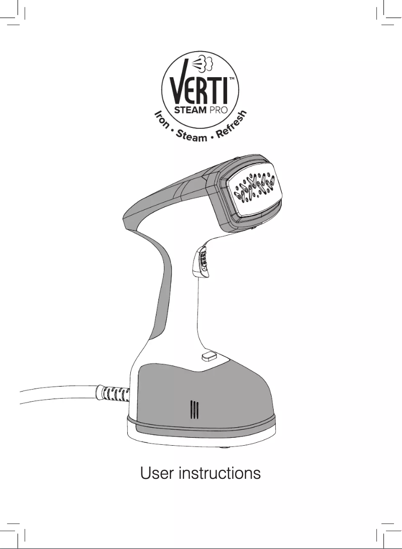 First page image of the manual for Verti Steam Pro