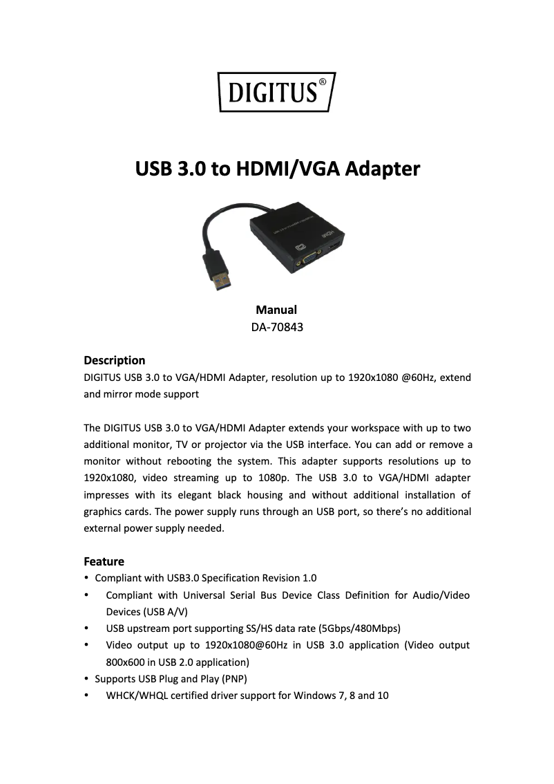 First page image of the manual for DA-70843