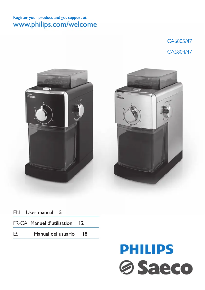 First page image of the manual for Saeco CA6805