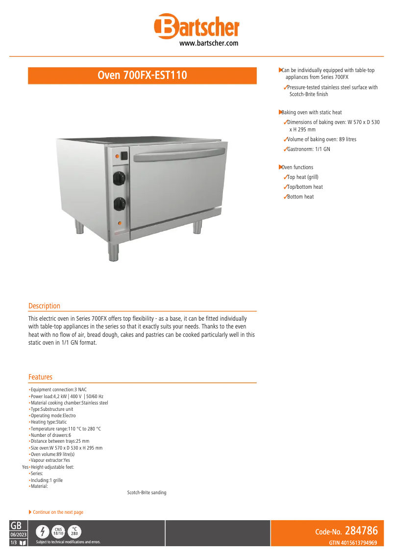 First page image of the manual for 700FX-EST110