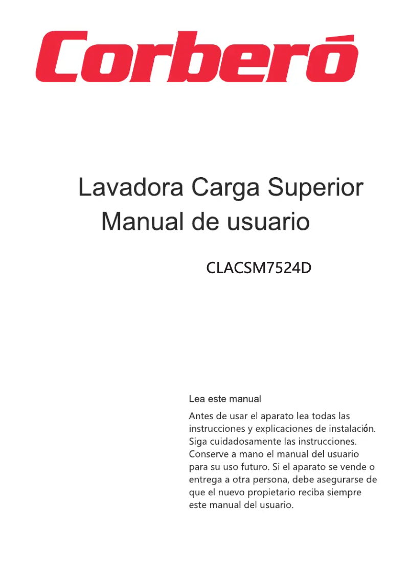 First page image of the manual for CLACSM7524D