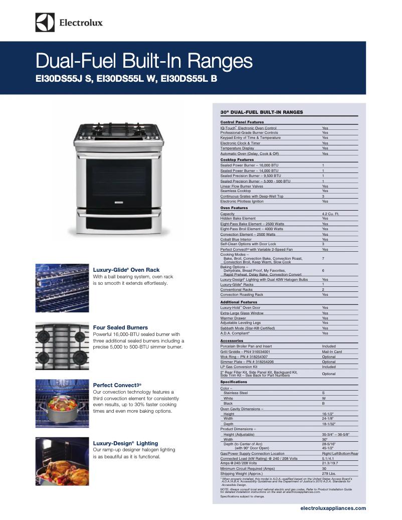 First page image of the manual for EI30DS55LW