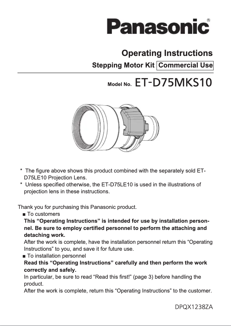 First page image of the manual for ET-D75LE30