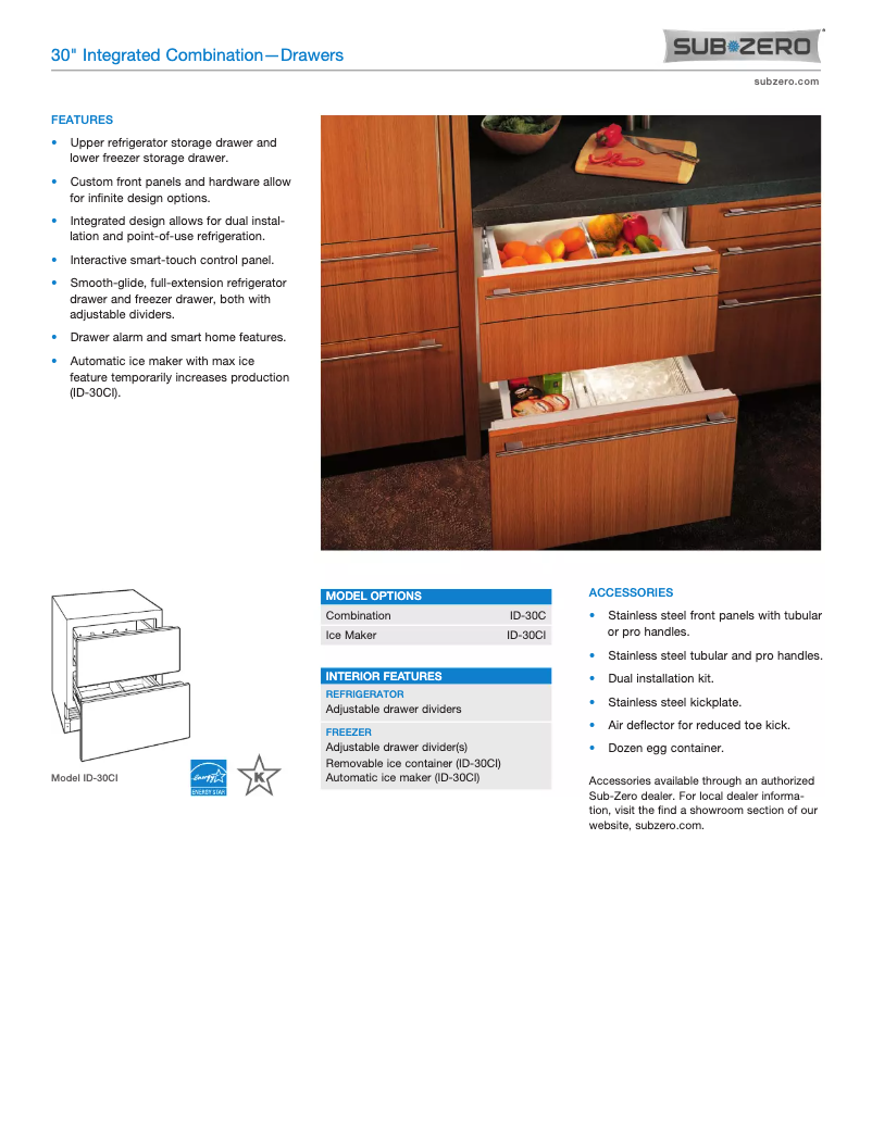 Page 1 of the manual User Manual Sub-Zero ID-30C