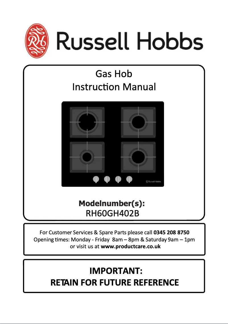 First page image of the manual for RH60GH403DS