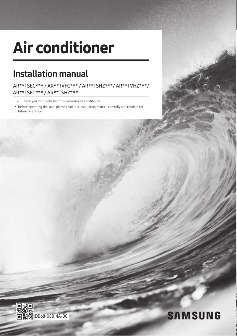 Page 1 of the manual Installation Guide Samsung AR12TSHZGWKX