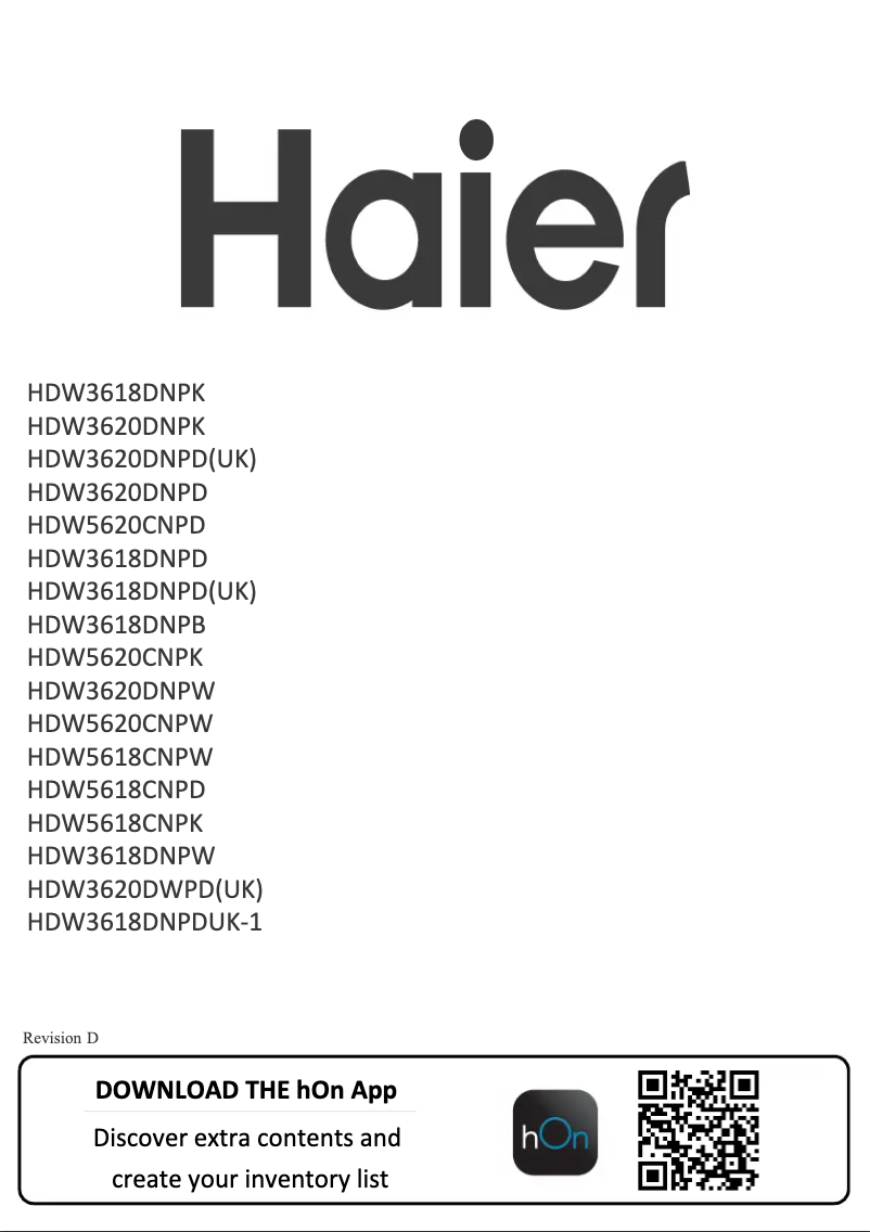 Page 1 of the manual User Manual Haier HDW3620DNPK