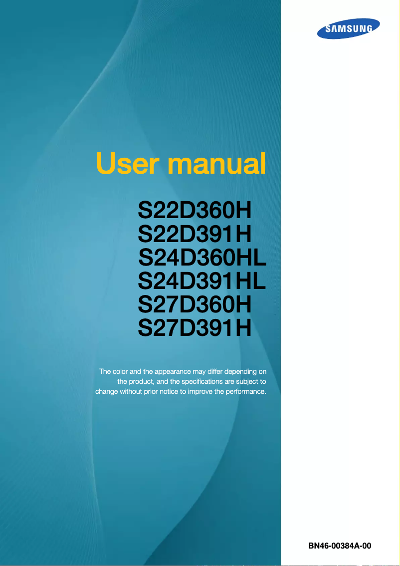 Page 1 of the manual User Manual Samsung S22D360H