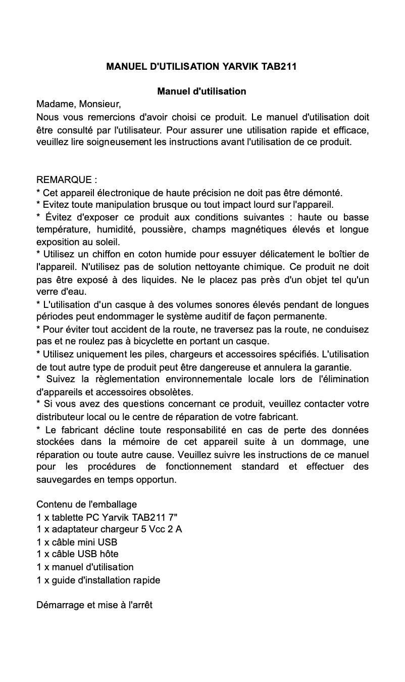 First page image of the manual for TAB211