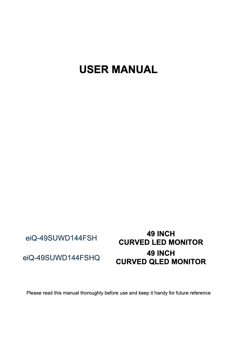 First page image of the manual for eiQ-49SUWD144FSH