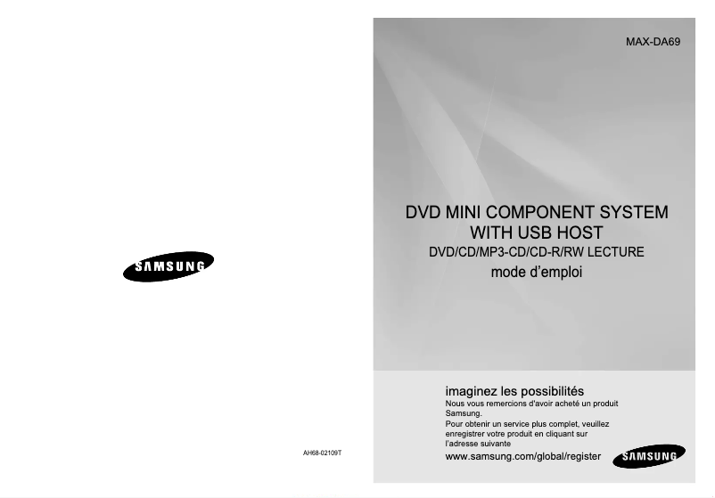 Page 1 of the manual User Manual Samsung MAX-DA69