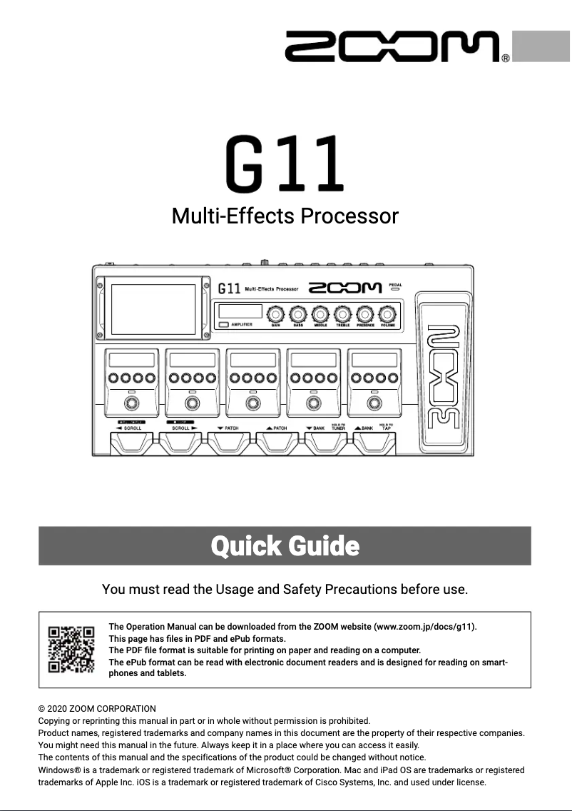 First page image of the manual for G11
