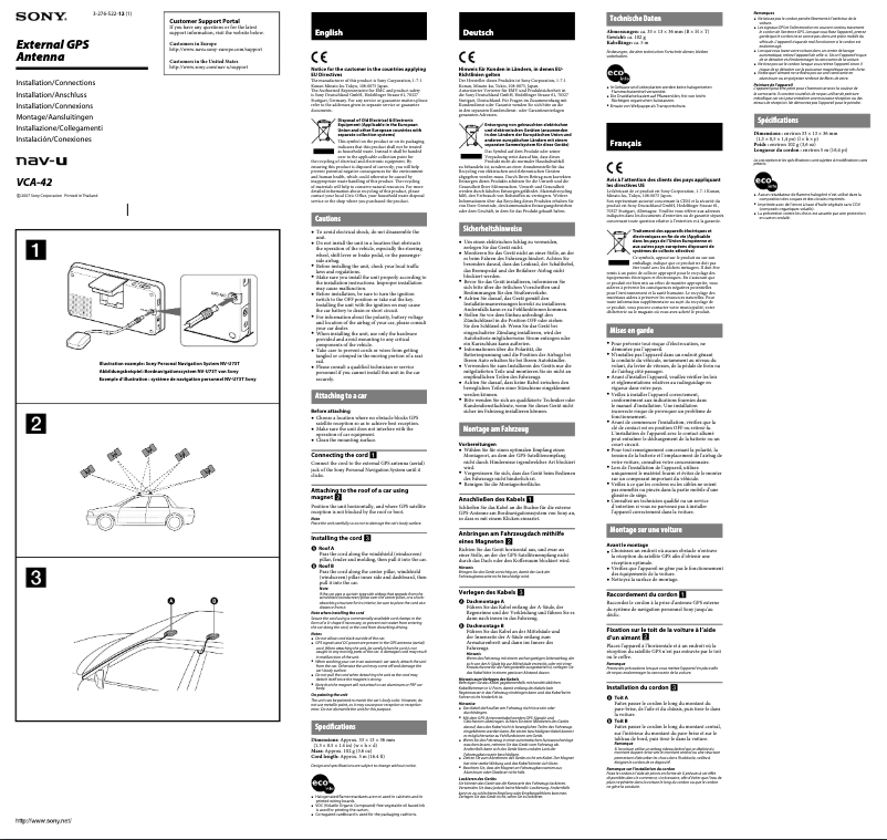 Page 1 of the manual User Manual Sony VCA-42