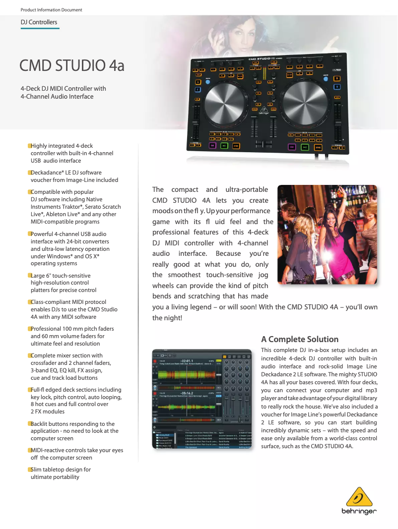 Page 1 of the manual Technical Sheet Behringer CMD STUDIO 4a