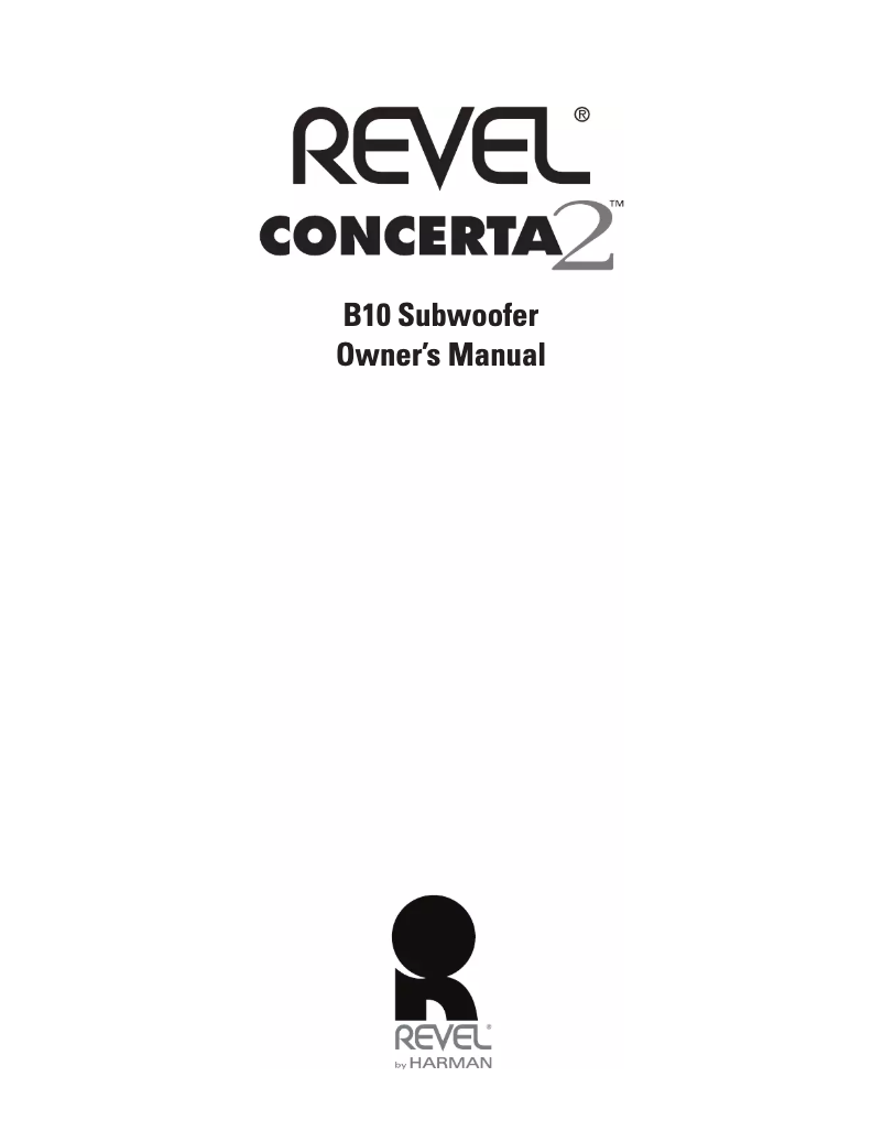 Page 1 of the manual User Manual Revel Concerta2 B10