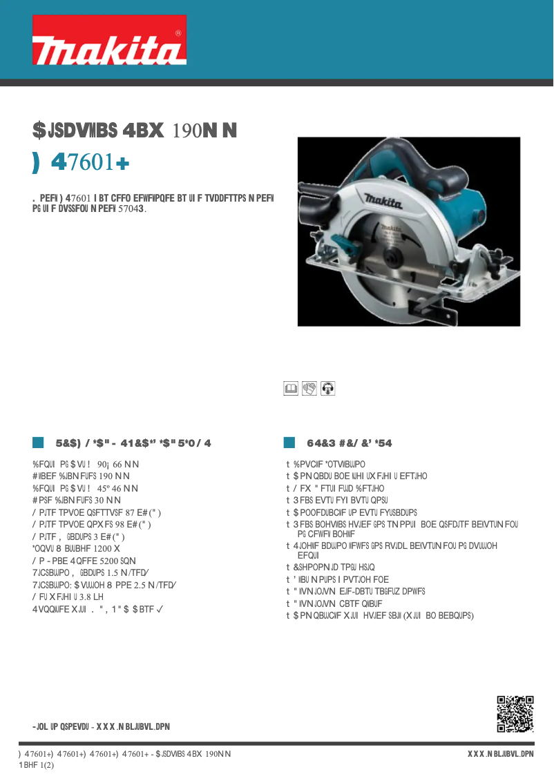 Page 1 of the manual Technical Sheet Makita HS7601