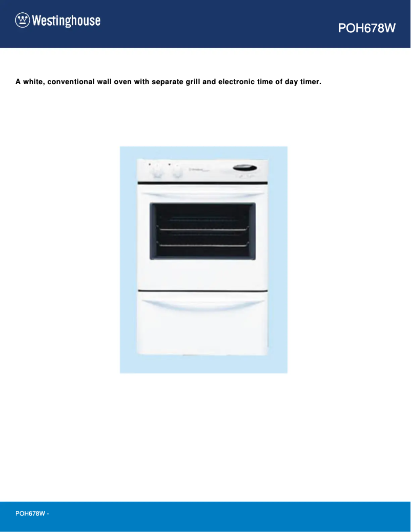 Page 1 of the manual User Manual Westinghouse POH678W