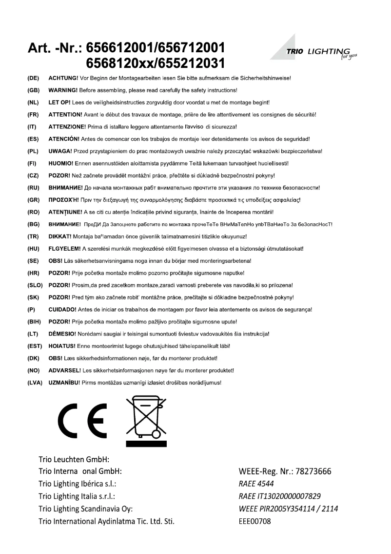 First page image of the manual for Ontario 655212031