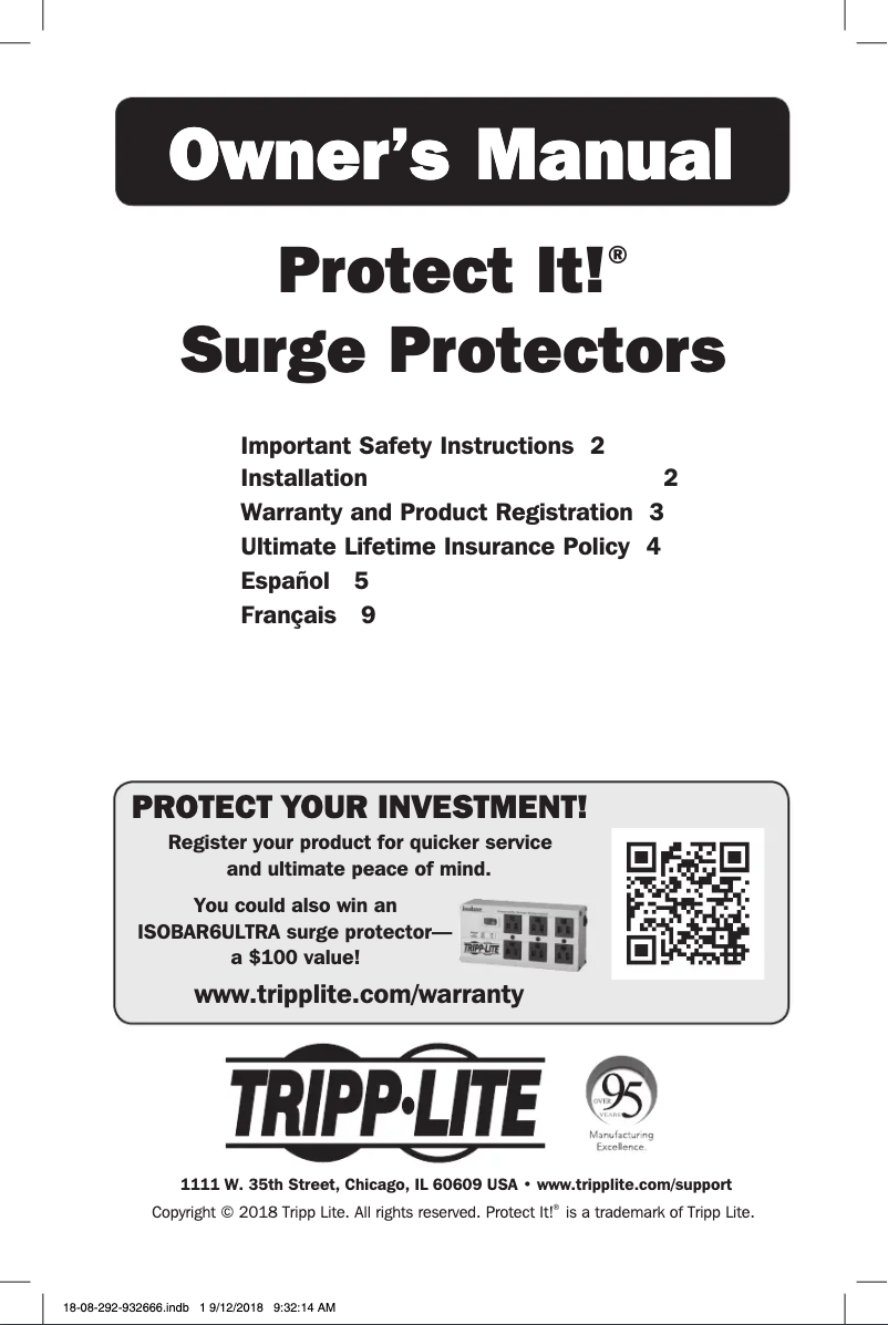 First page image of the manual for Protect It! TLP606B