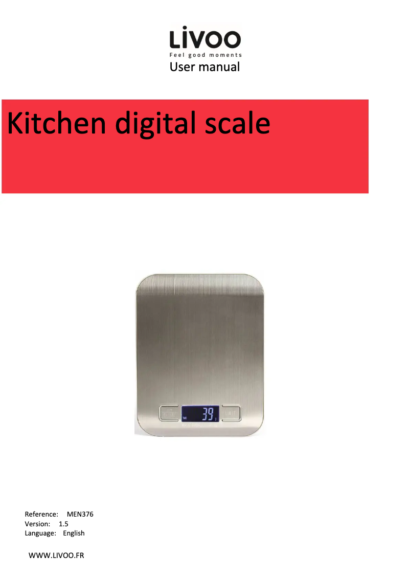 Page 1 of the manual User Manual Livoo MEN376