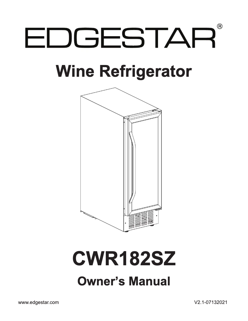 Page 1 of the manual User Manual EdgeStar CWR182SZ