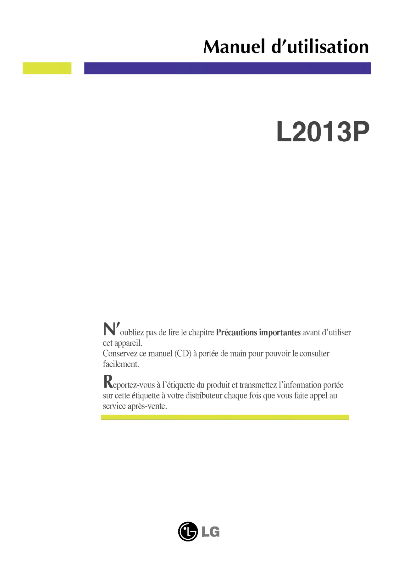 First page image of the manual for L2013P