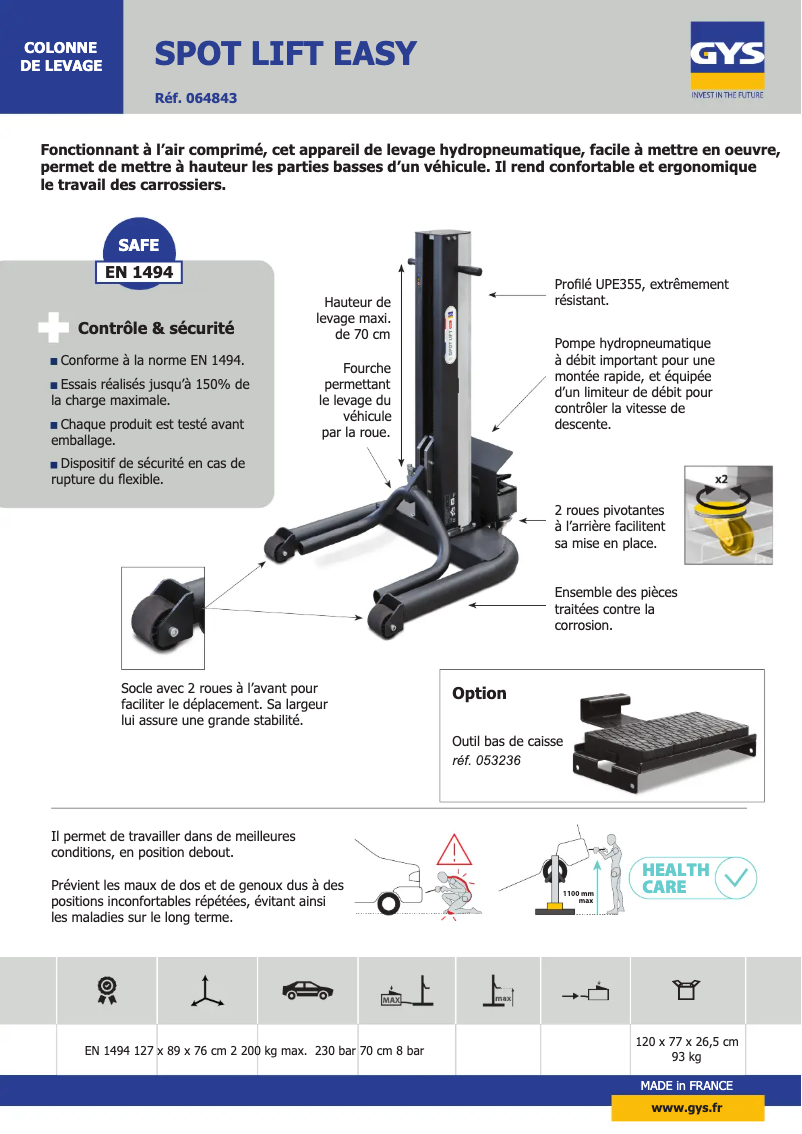 First page image of the manual for Spot Lift Easy