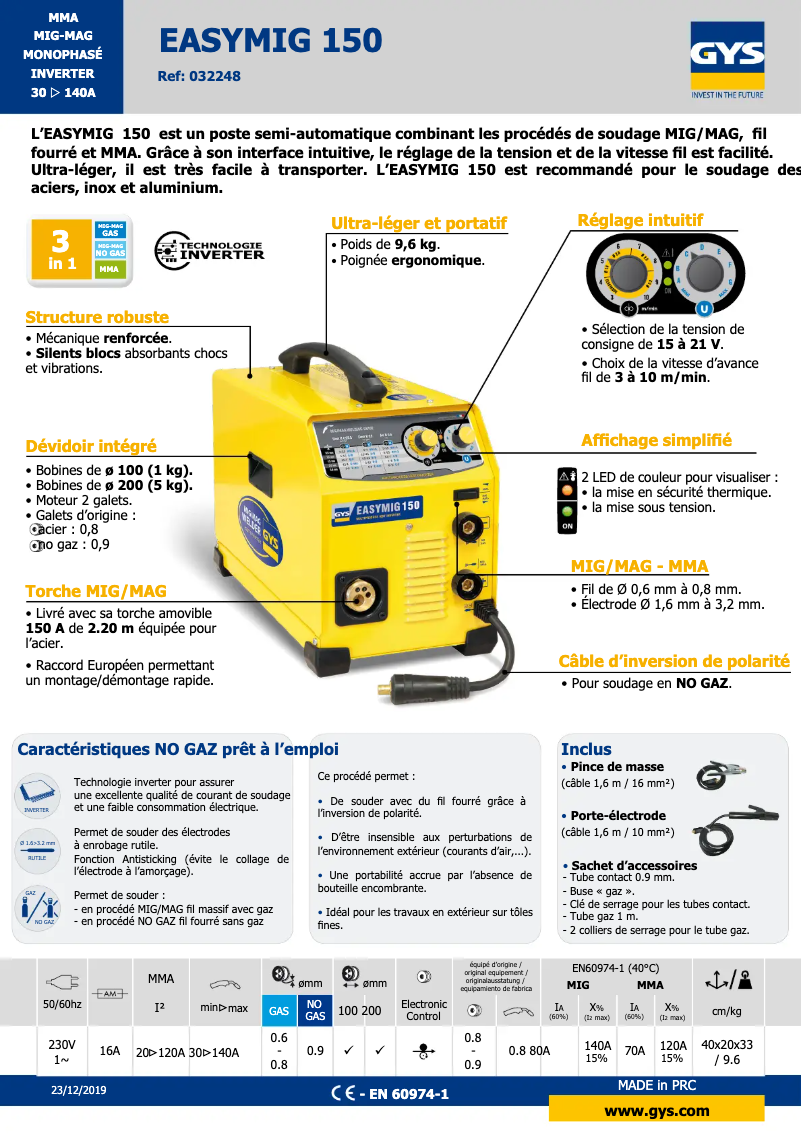 First page image of the manual for Easymig 150