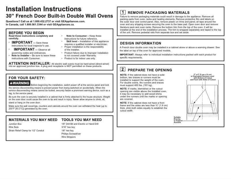 Page 1 of the manual Installation Guide Monogram ZTDX1FPSN