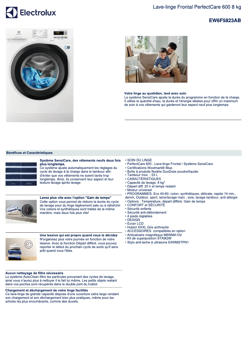 First page image of the manual for EW6F5823AB