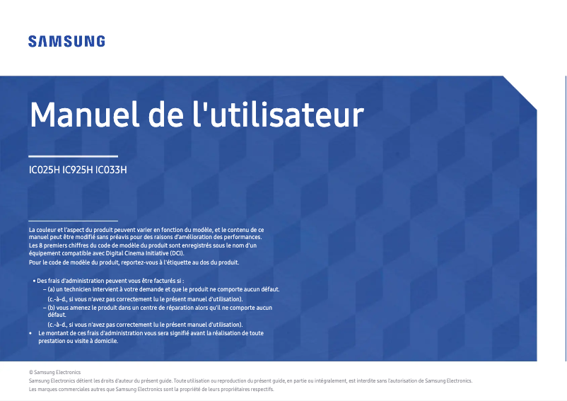 Page 1 of the manual User Manual Samsung IC925H