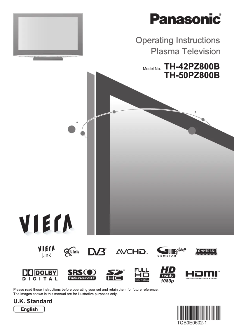 First page image of the manual for TH-50PZ800B