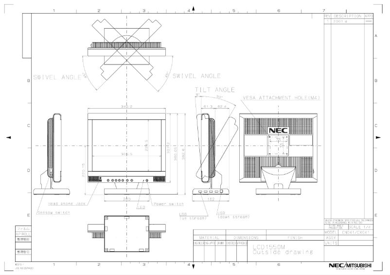 First page image of the manual for MultiSync LCD1550VM