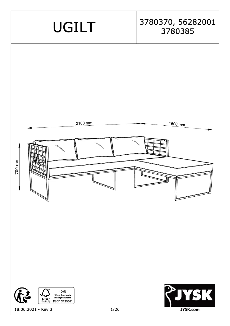Page 1 of the manual User Manual JYSK 3780370