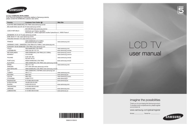 Page 1 of the manual User Manual Samsung LE46A552P3R